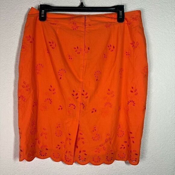 Ann Taylor Orange Eyelet Scalloped Hem Mini Skirt Womens Petite Size 10P NWT - Picture 3 of 7